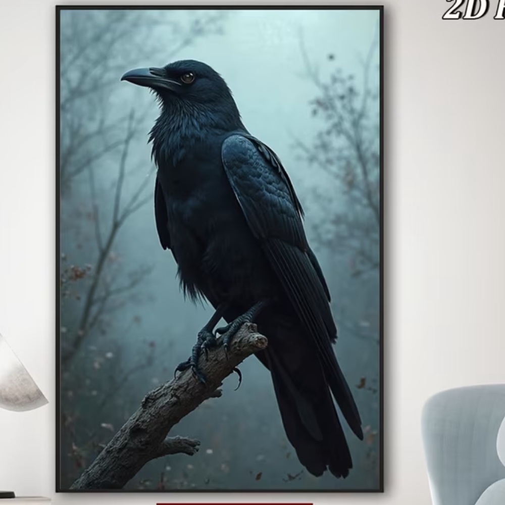 Elegant Black Bird Wall Art Raven